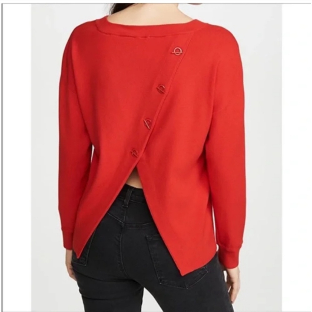 Alice + Olivia Ruela Split Back Sweater Bright Red ♥️ sz M